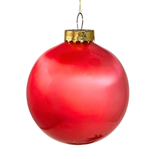 Plastic Pearl Finish Ball Ornament - Bubblegum 4" | YK