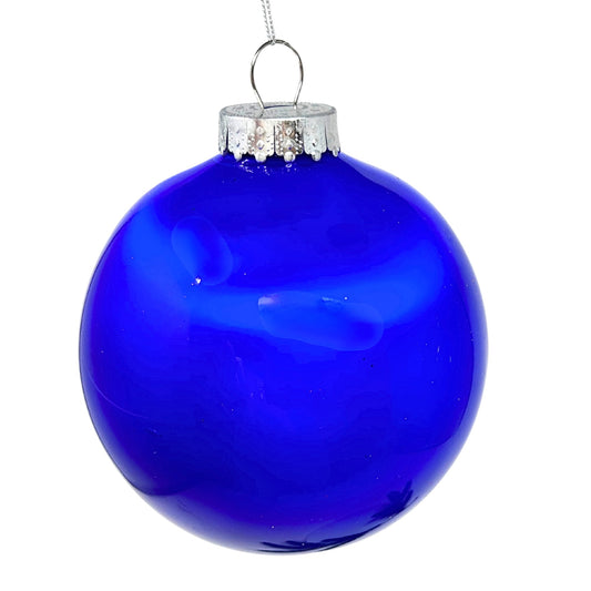 Plastic Pearl Finish Ball Ornament - Cobalt 4" | YK
