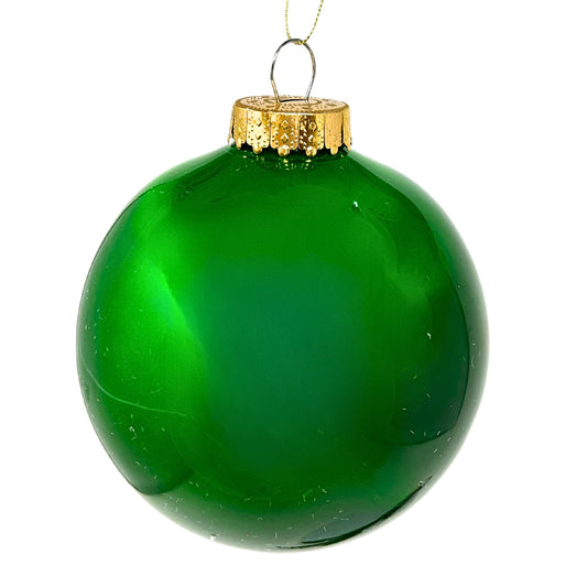 Plastic Pearl Finish Ball Ornament - Green 4" | YK