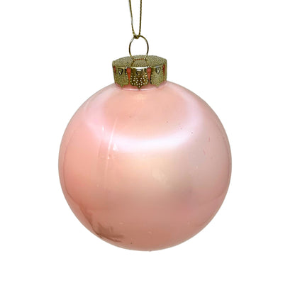 Plastic Pearl Finish Ball Ornament - Peach/Pink 4" | YK