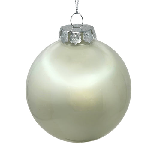 Plastic Pearl Finish Ball Ornament - Pearl 4" | YK