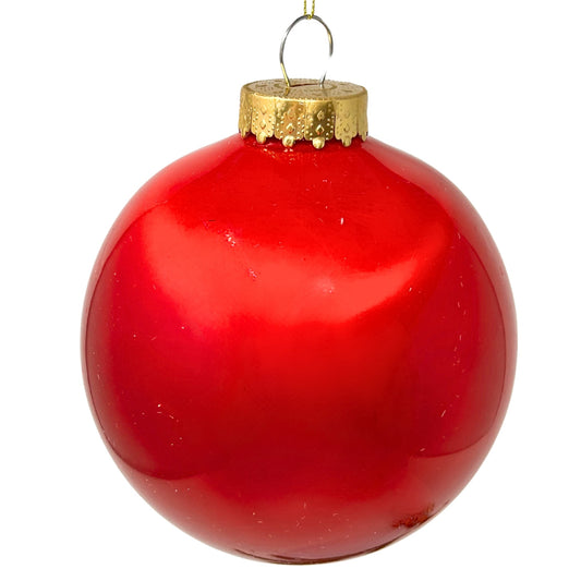 Plastic Pearl Finish Ball Ornament - Candy Red 4" | YK