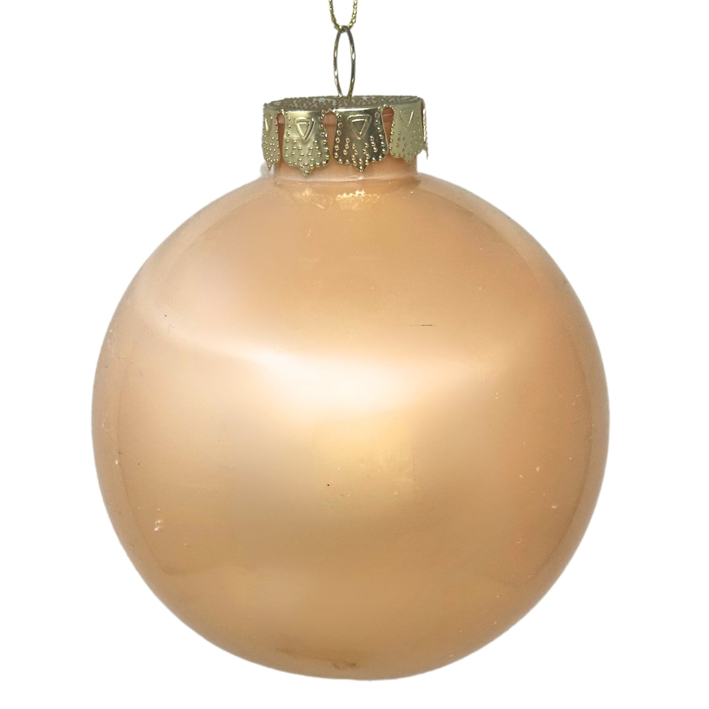 Plastic Pearl Finish Ball Ornament - Apricot 6" | YK