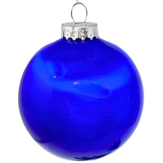 Plastic Pearl Finish Ball Ornament - Cobalt 6" | YK