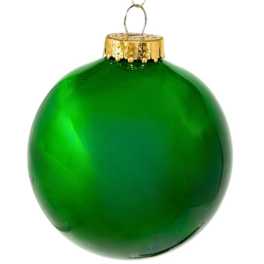 Plastic Pearl Finish Ball Ornament - Green 6" | YK