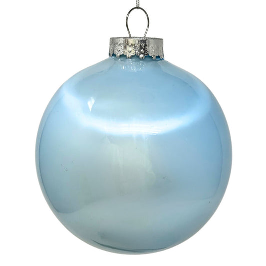 Plastic Pearl Finish Ball Ornament - Lt. Blue 6" | YK