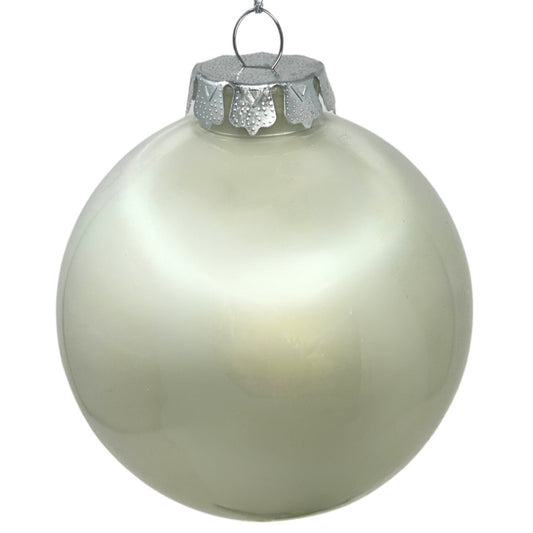 Plastic Pearl Finish Ball Ornament - Pearl 6" | YK