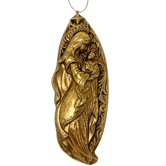 Mary w/ Jesus Ornament - Antique Gold 7.5" | YK