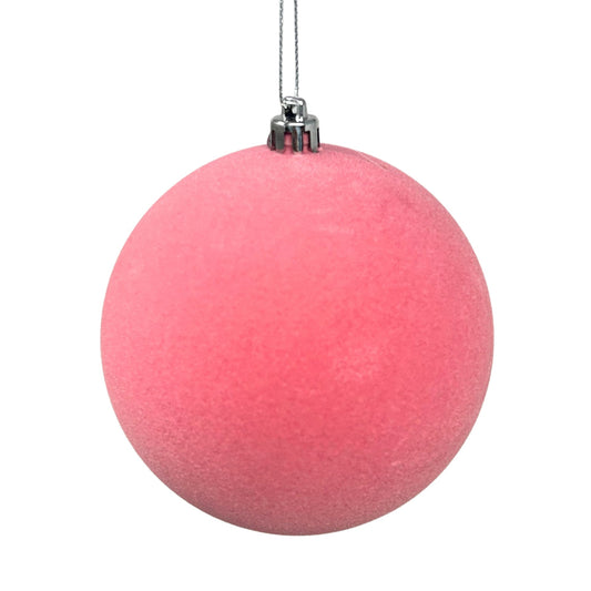 Plastic Flocked Ball Ornament - Bubblegum 4" | YK