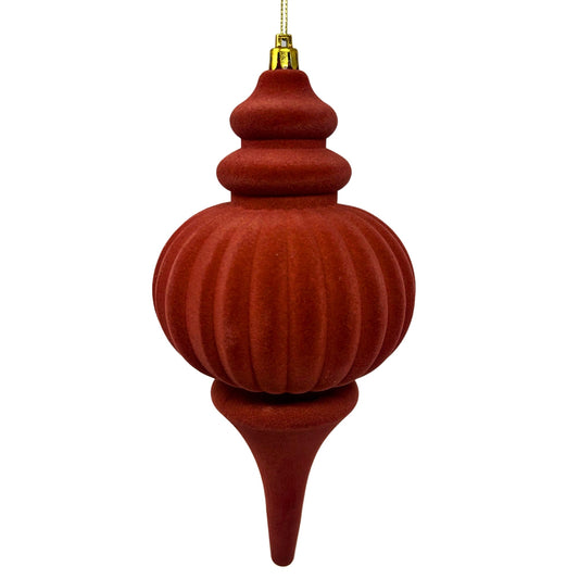 Plastic Flocked Finial Ornament - Burnt Umber 10" | YK