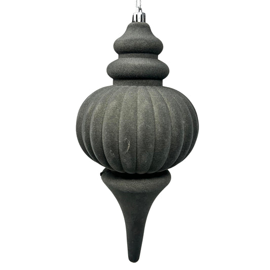 Plastic Flocked Finial Ornament - Charcoal 10" | YK