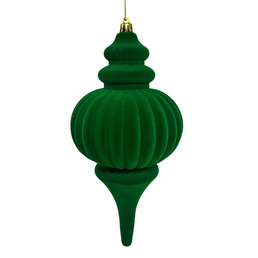 Plastic Flocked Finial Ornament - Green 10" | YK