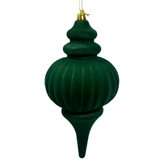 Plastic Flocked Finial Ornament - Hunter Green 10" | YK