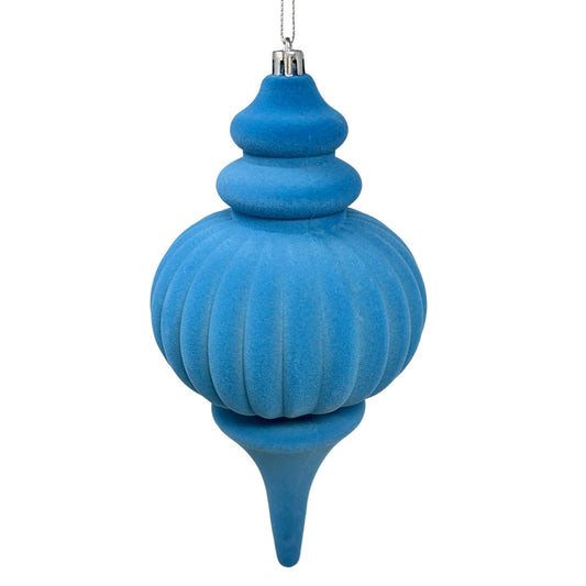 Plastic Flocked Finial Ornament - Ice Blue 10" | YK