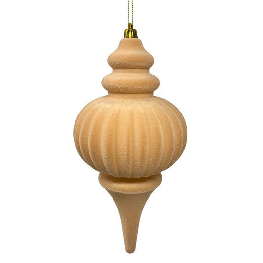 Plastic Flocked Finial Ornament - Lt. Tan 10" | YK