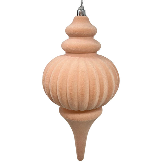 Plastic Flocked Finial Ornament - Peach Pink 10" | YK