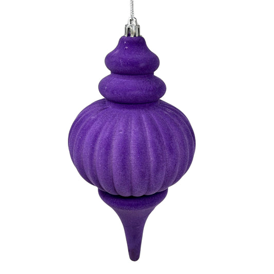 Plastic Flocked Finial Ornament - Purple 10" | YK