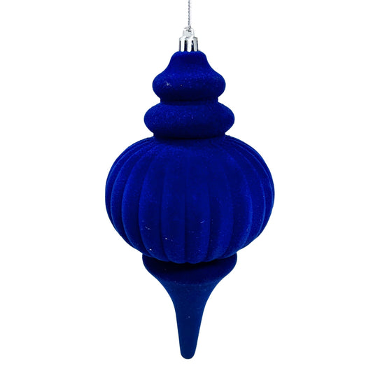 Plastic Flocked Finial Ornament - Sapphire Blue 10" | YK