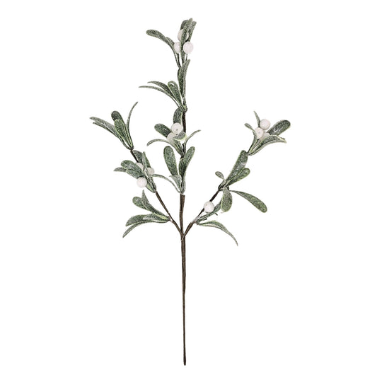 Frosted Foliage White Berry Spray 17” | YS