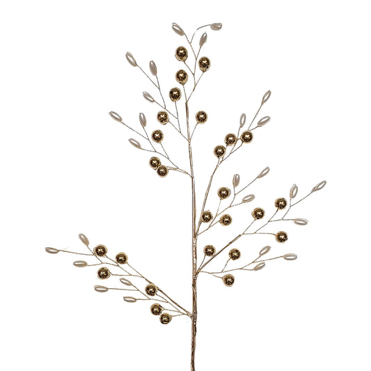 Faux Waterdrop Pearl Gold Ball Spray 21.5” | YS