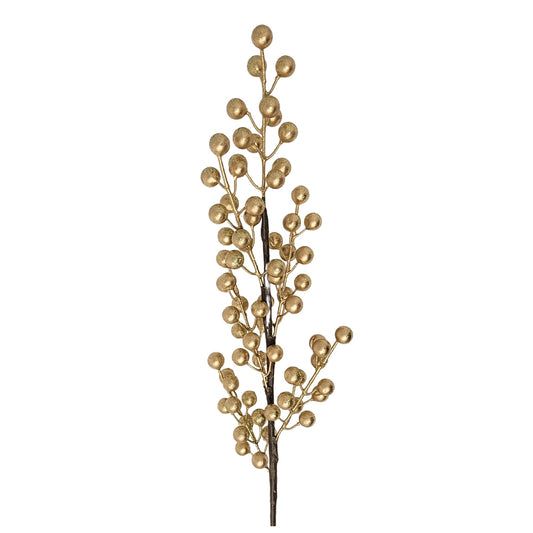 Metallic Glitter Berry Spray - Gold 24.5” | YS