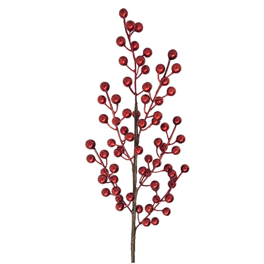 Metallic Glitter Berry Spray - Red 24.5” | YS