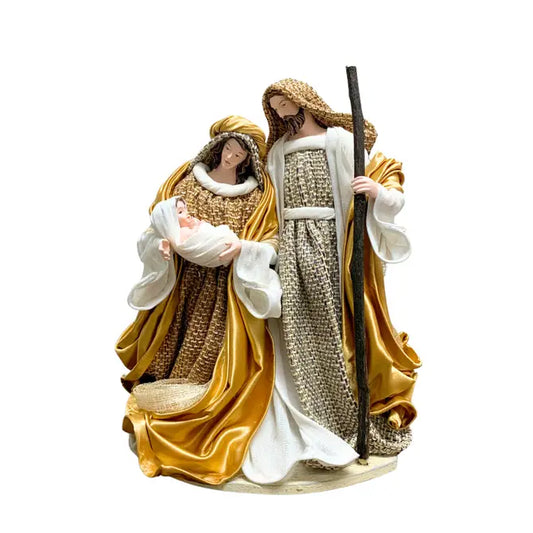 GOLD CREAM FABRIC HOLY FAMILY 9.25" | StJ