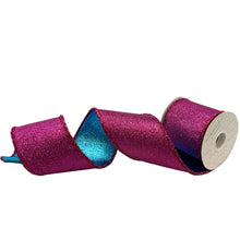 Load image into Gallery viewer, Fuchsia Glitter Ribbon with Fuchsia Tinsel Edge 4&quot; x 10YD | IRC22