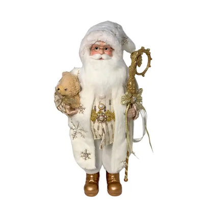 Christmas Standing Santa Tabletop Decor - White/Gold | YK