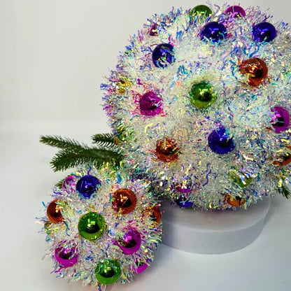 Iridescent Metallic Tinsel Mini Multi Color Ball Ornament 4.5” |KS