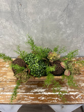 Load image into Gallery viewer, Angel Vine and Orbs Dough Bowl Arrangement in Natural or White Wash Finish