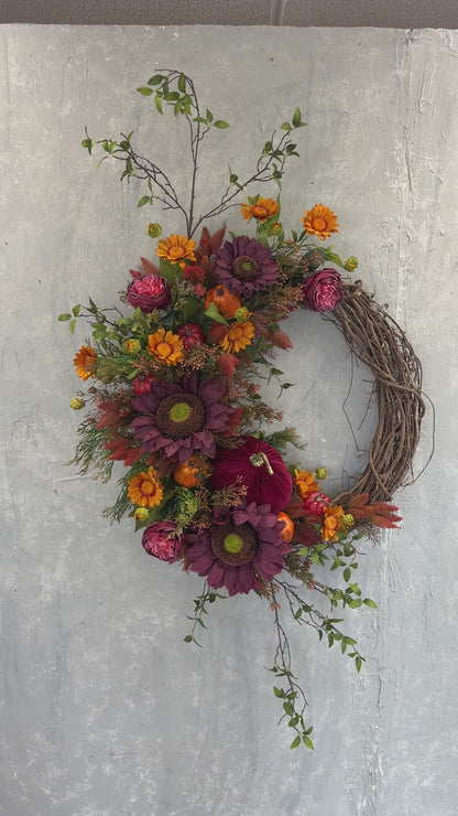DIY "Plum Pumpkin" Fall Wreath Kit {Assembly Required}