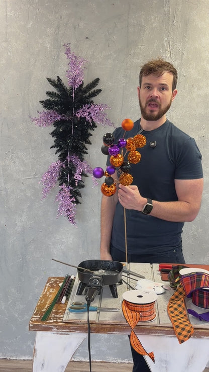 Mixed Shiny/Matte Ball Spray 30" - Orange/Purple/Black | TG