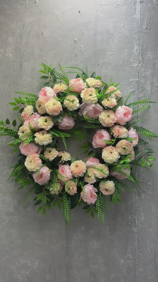 Ruffled Ranunculus Wreath {Completed Wreath}