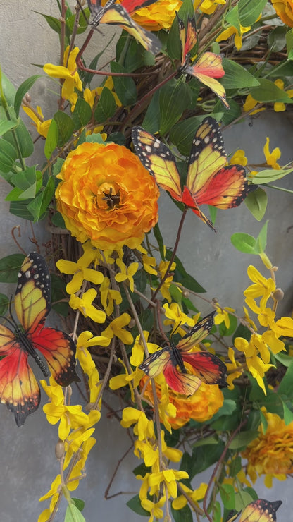 32" "Monarch Butterflies in Forsythia Fields" Wreath DIY Kit {Assembly Required}