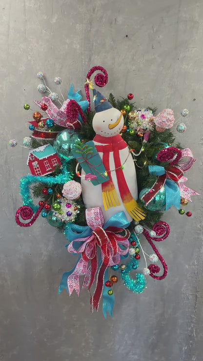 DIY Color Pop Snowman Wreath Kit {Assembly Required}