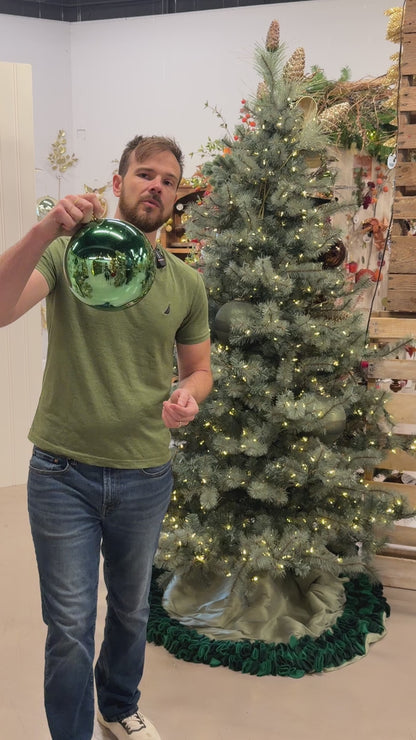Plastic Shiny Finish Ball Ornament 8" - Basil | ZT