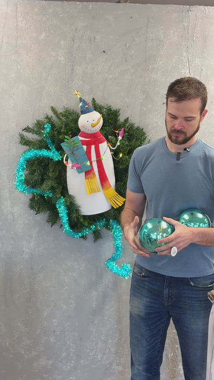 Plastic Mercury Shiny Ball Ornament 6" Aqua | LC