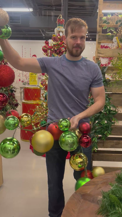 70.8" Plastic Ball Garland Blood Red Mix w/ 100mm - 150mm Balls | LC