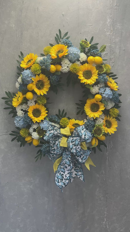 DIY Chinoiserie Garden Wreath Kit with 18"grapevine wreath base {Assembly Required}