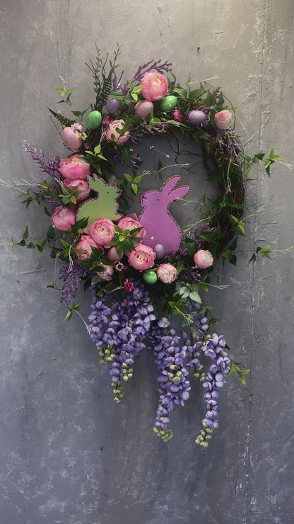 Hanging with Wisteria Wreath {Completed Wreath}