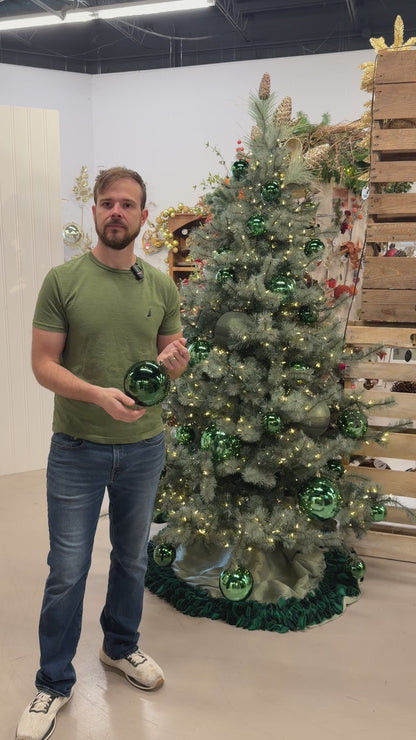Plastic Shiny Finish Ball Ornament 6" - Emerald | ZT