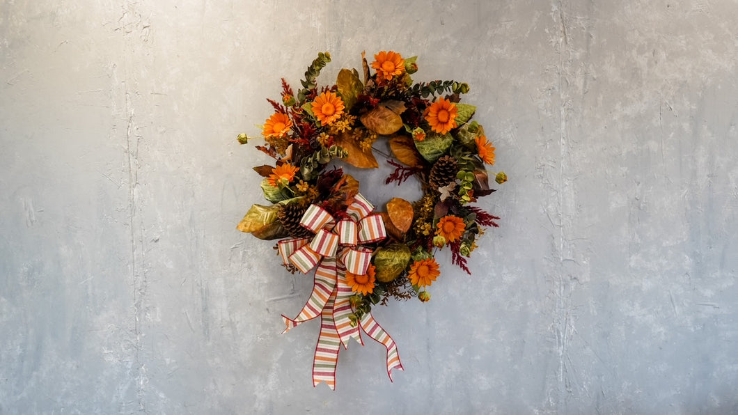 Heirloom Fall Wreath Completed Arrangement