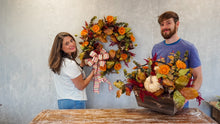 Load image into Gallery viewer, Heirloom Fall Wreath Completed Arrangement