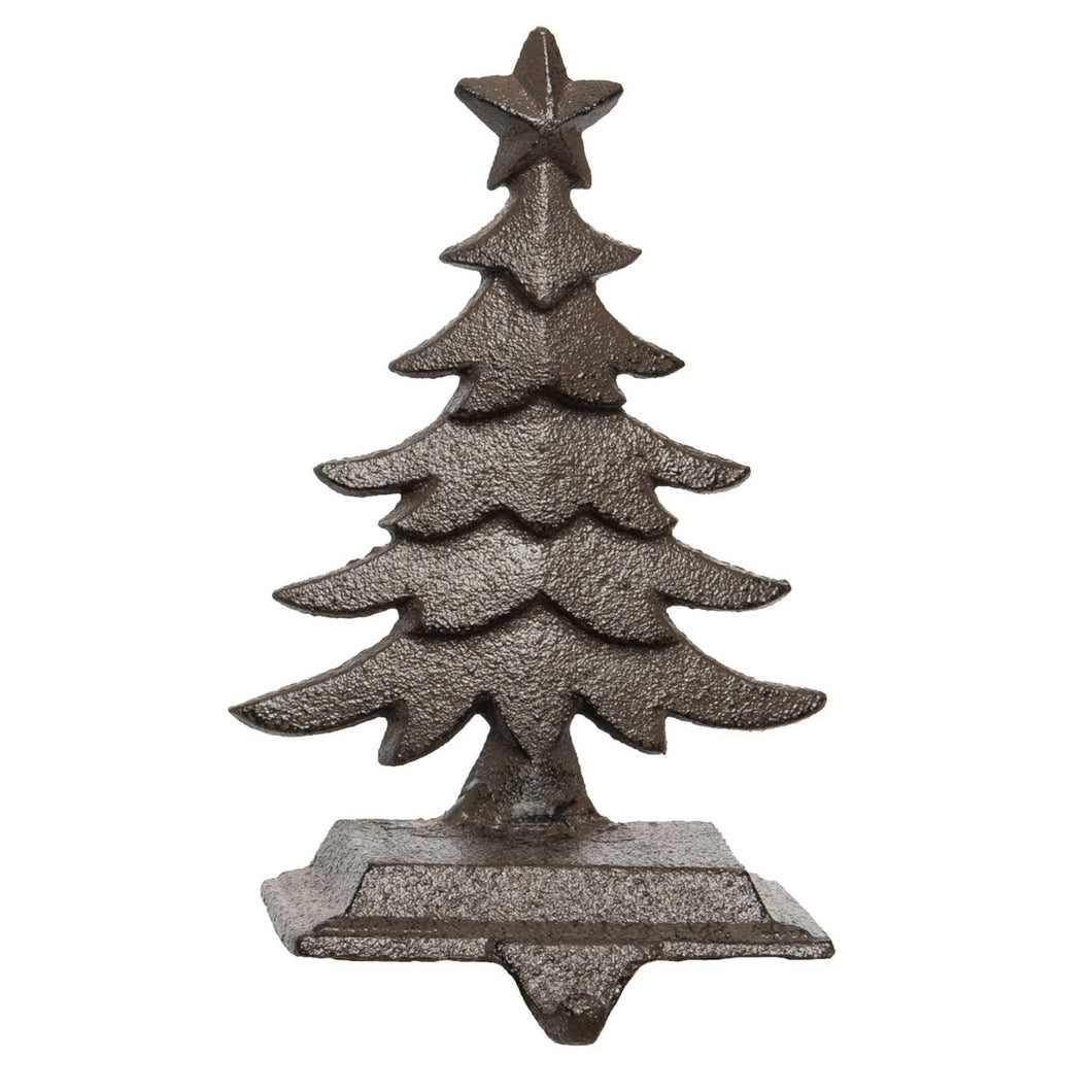 Metal 6.69 in. Grey Christmas Rustic Tree Stocking Holder