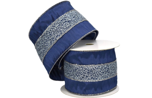Royal Blue with Metallic Plat Mesh Stripe Ribbon (4" x 10YD) YTC