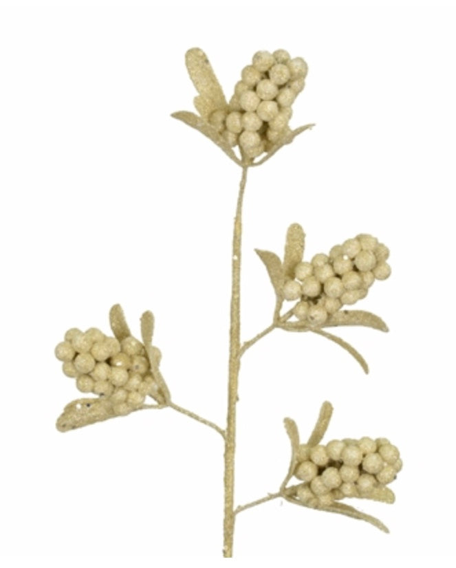 20" Glitter Mini Berry Cluster in Ivory | QG