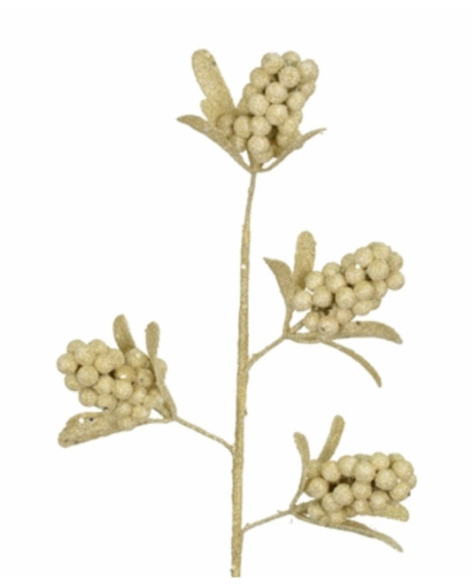 20" Glitter Mini Berry Cluster in Ivory | QG