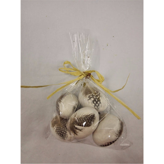 2" Natural Feather Egg Bag of 6 in Gray | WN
