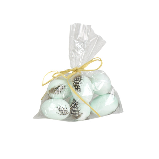 2" Natural Feather Egg Bag of 6 in Light Blue | WN